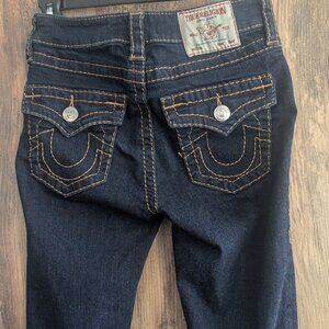 True Religion Halle Mid Rise Super Skinny Dark Denim Jeans 24